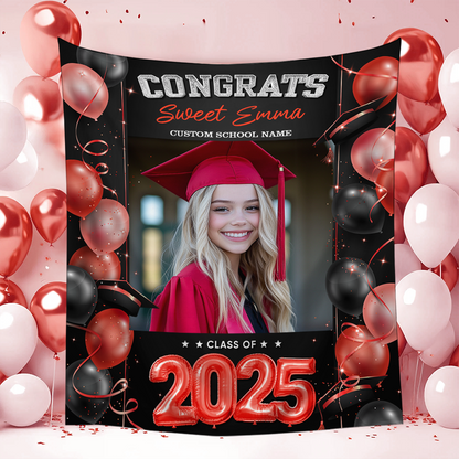 Personalized Congrats Class Of 2025 Graduation Backdrop, Graduation Party Decorations