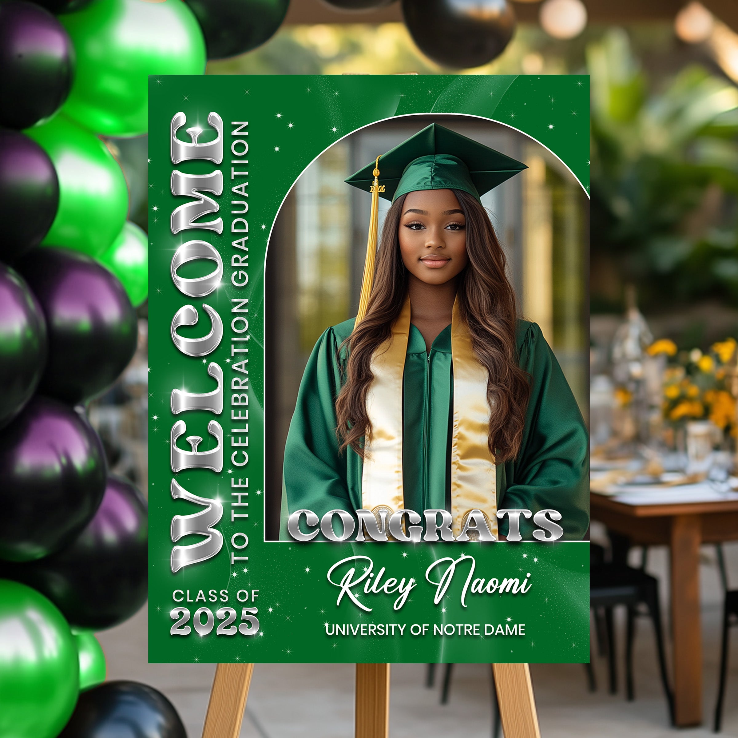 Welcome Graduation Party Sign - Custom Name, School Name & Photo Law Sign - Class of 2025