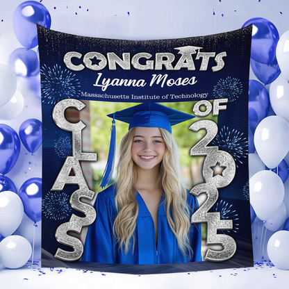 Congrats Class Of 2025 Graduation Backdrop, Personalized Congrats Graduation Backdrop