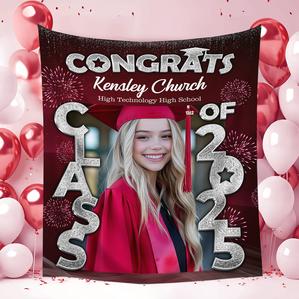 Congrats Class Of 2025 Graduation Backdrop, Personalized Congrats Graduation Backdrop