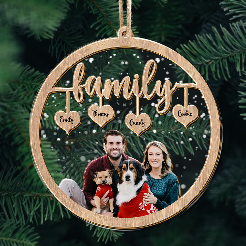 Personalized Family Name and Photo Ornament - Custom Shape Hologram Ornament