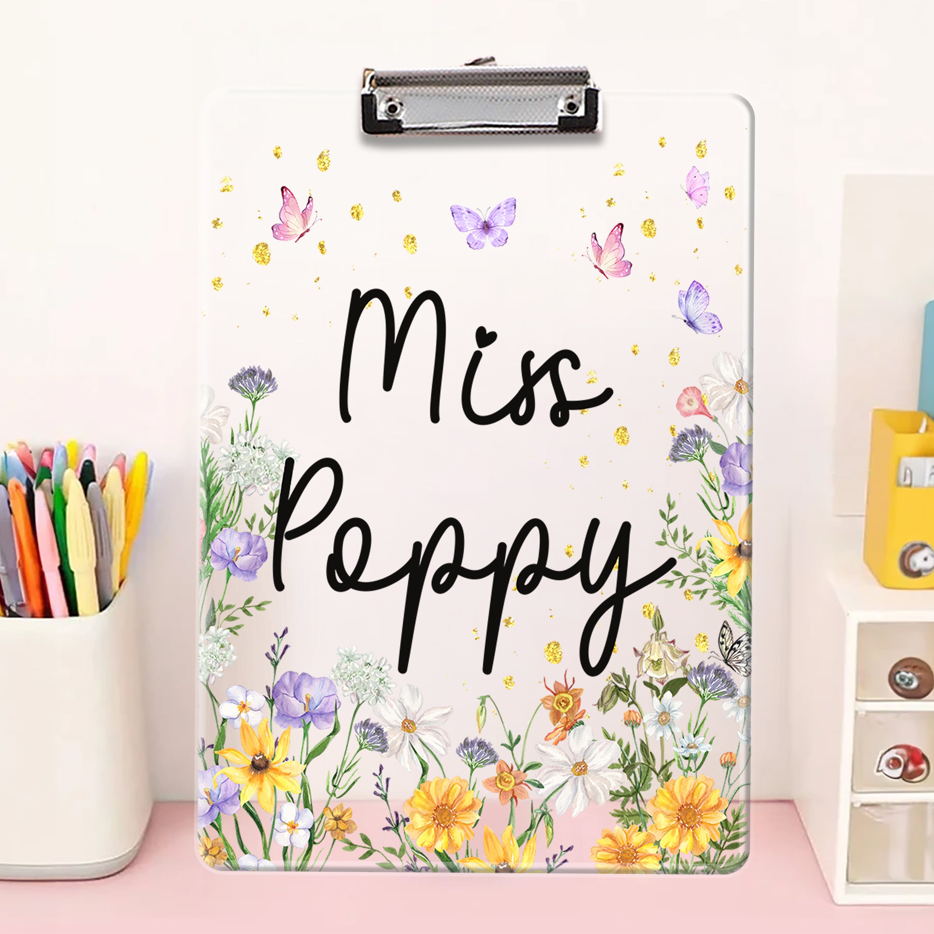 Floral Acrylic Clipboard for Teachers - Custom Teacher Gift