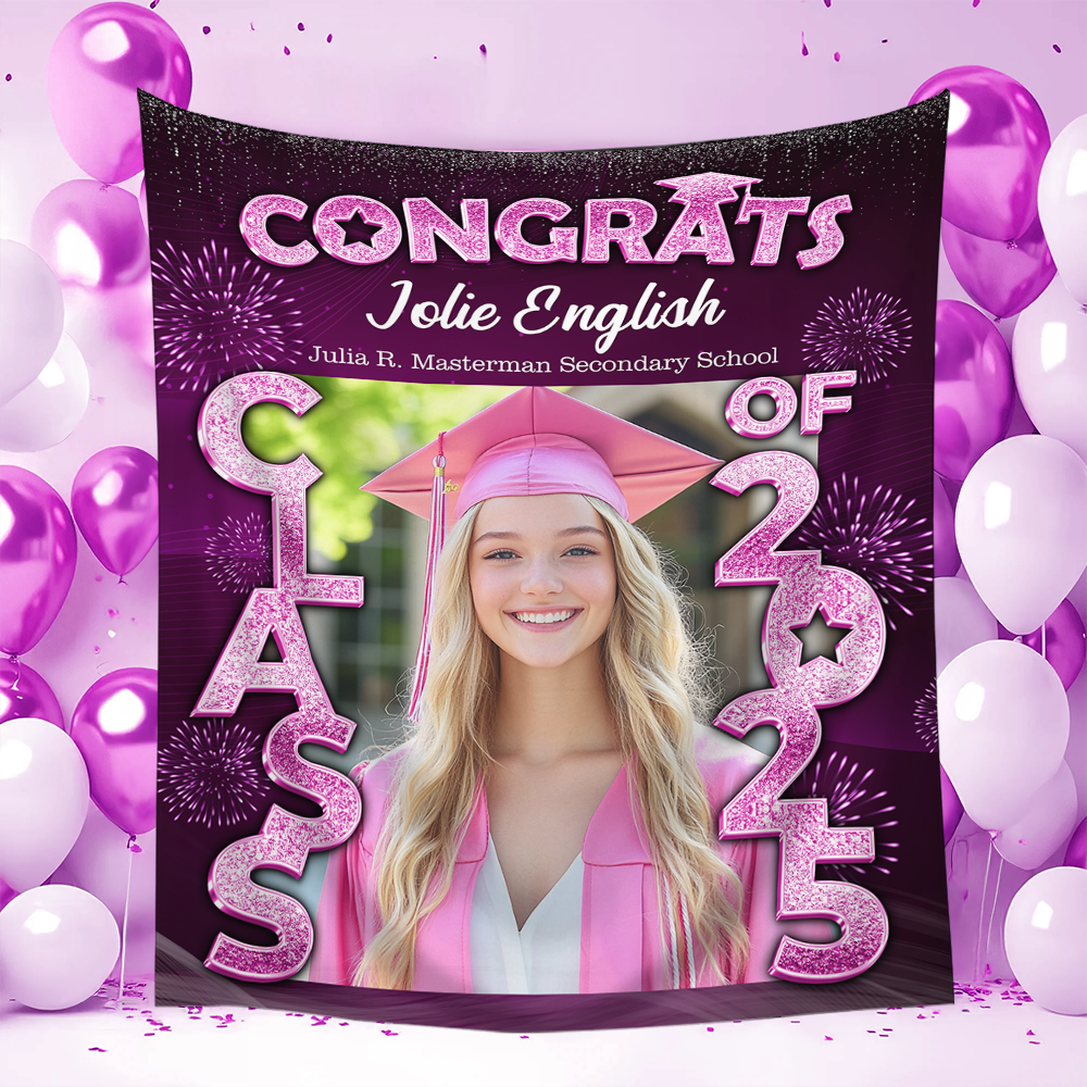 Congrats Class Of 2025 Graduation Backdrop, Personalized Congrats Graduation Backdrop