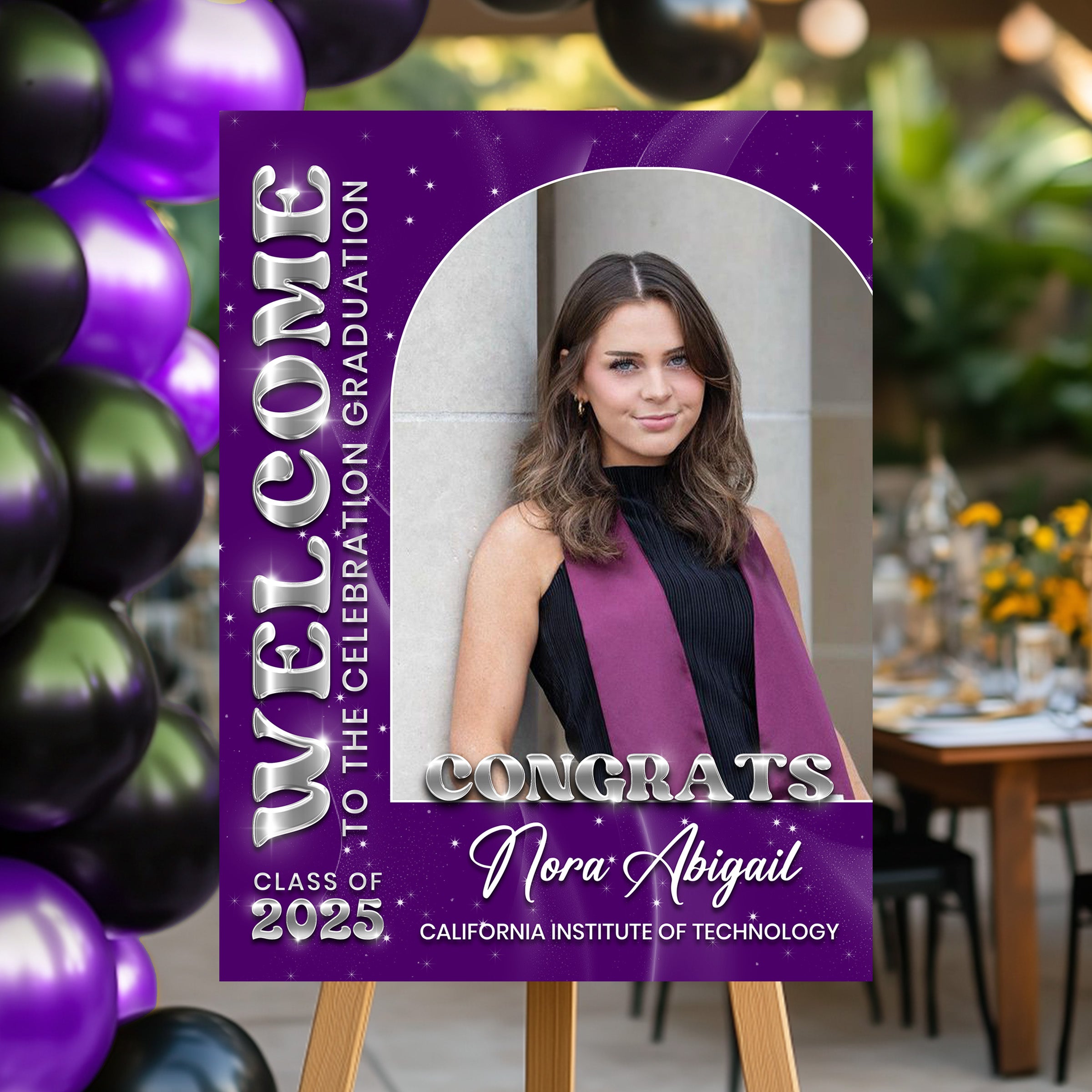 Welcome Graduation Party Sign - Custom Name, School Name & Photo Law Sign - Class of 2025