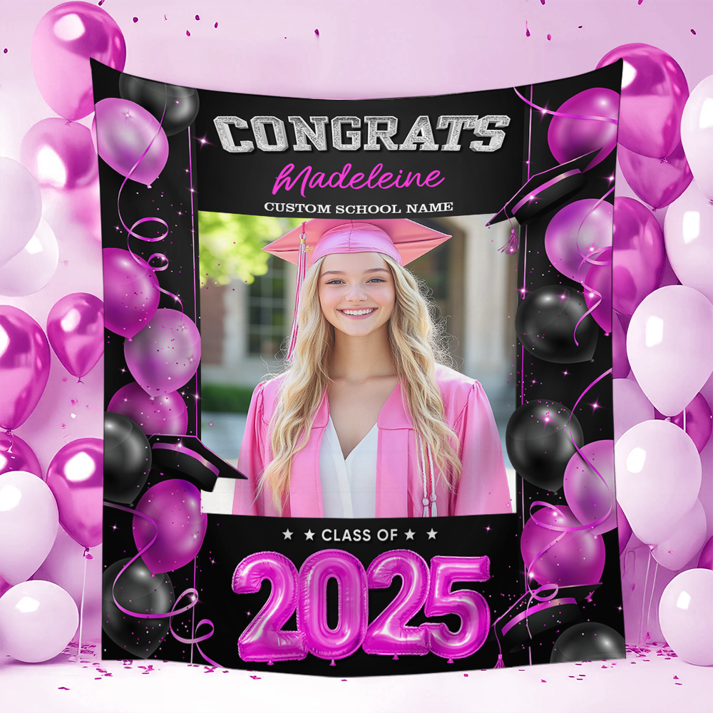 Personalized Congrats Class Of 2025 Graduation Backdrop, Graduation Party Decorations