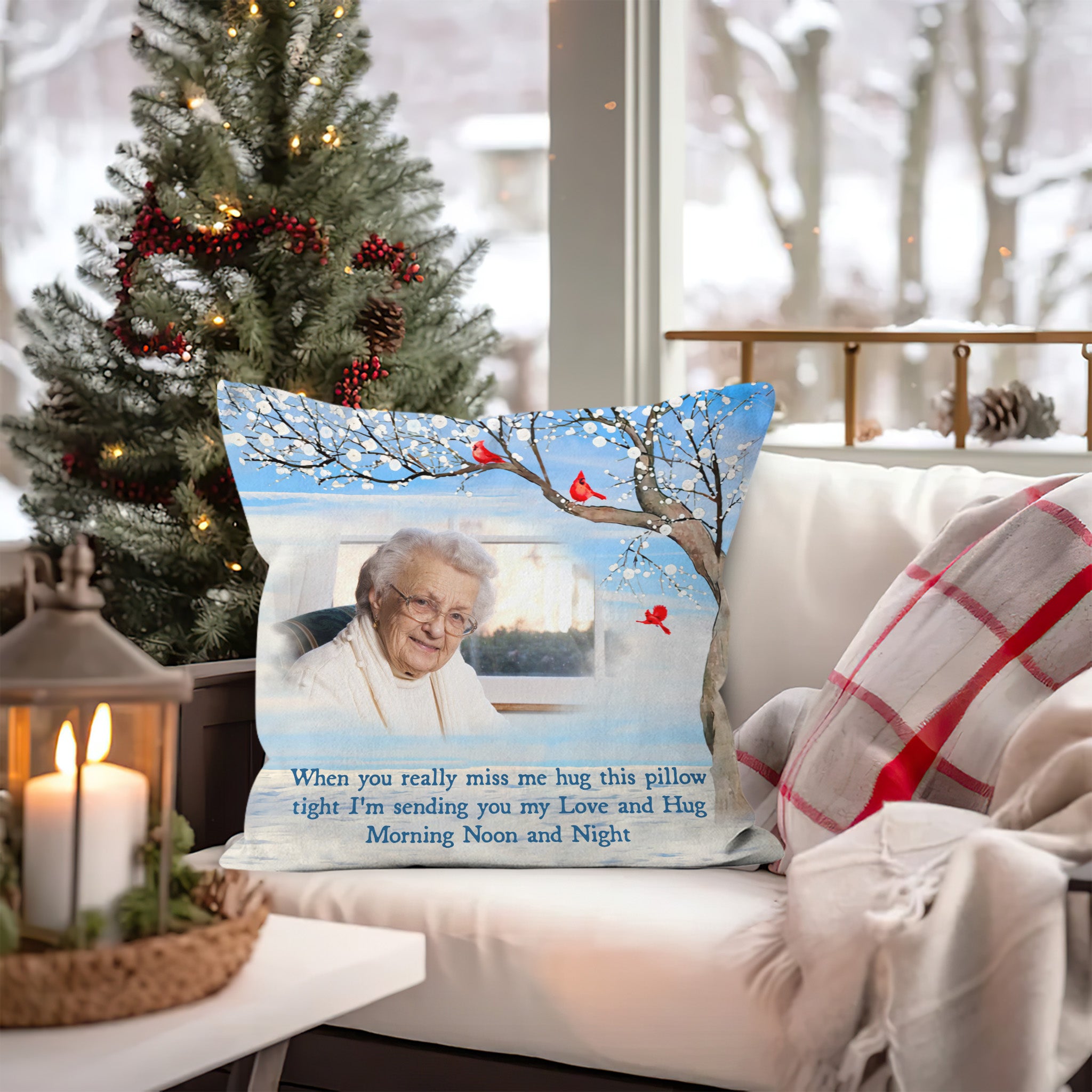 Memorial Pillow - A Hug From Heaven - Custom Name and Photo Pillow - Memorial Gift