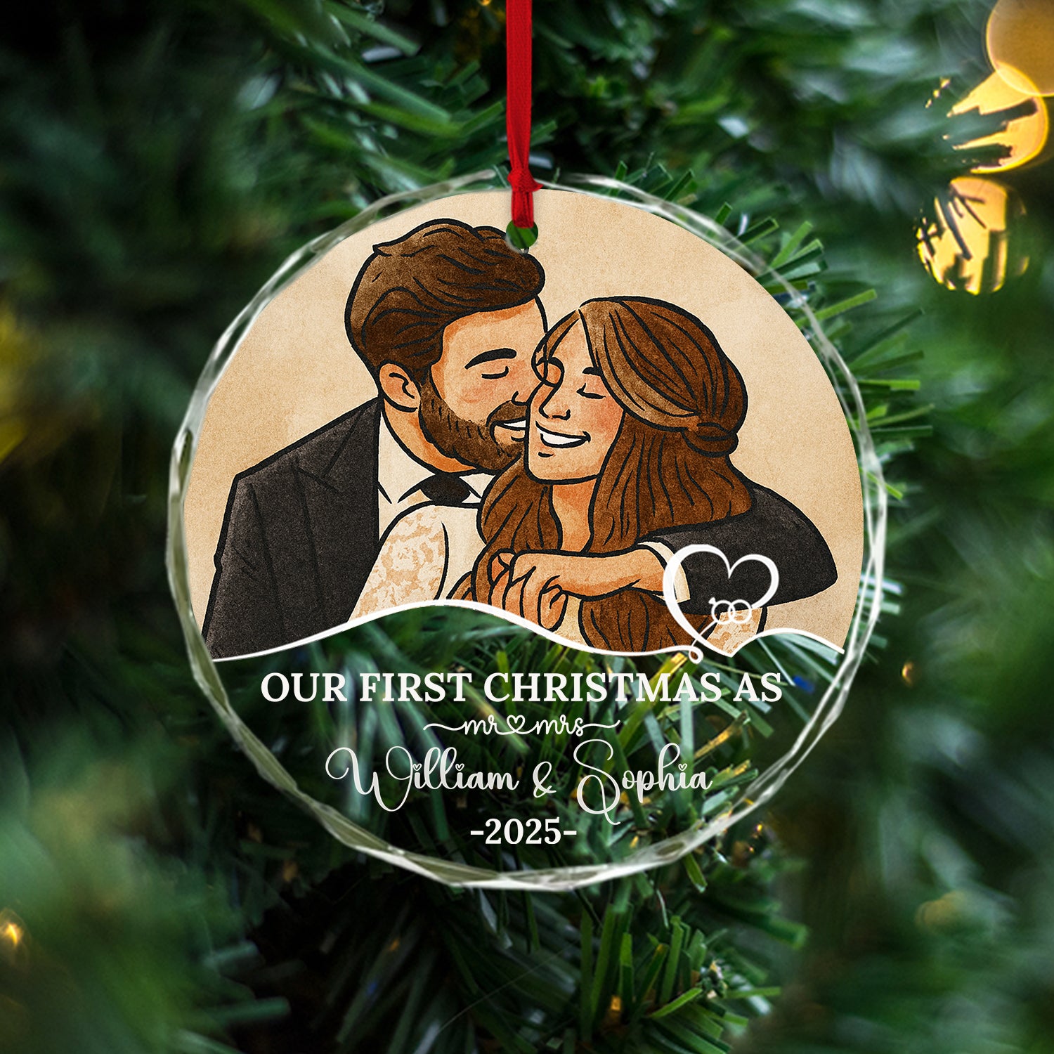 Our First Christmas - Custom Photo - Personalized Glass Ornament - Christmas Decor