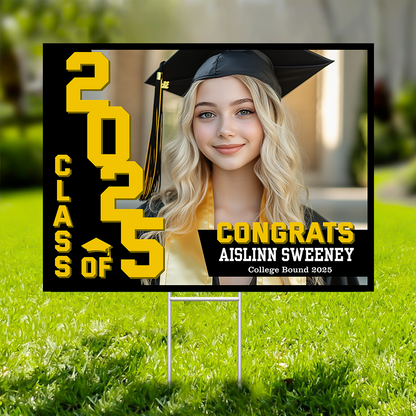 Congrats Class Of 2025 Lawn Sign, Personalized Congrats Graduation Lawn Sign
