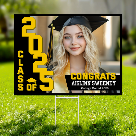 Congrats Class Of 2025 Lawn Sign, Personalized Congrats Graduation Lawn Sign