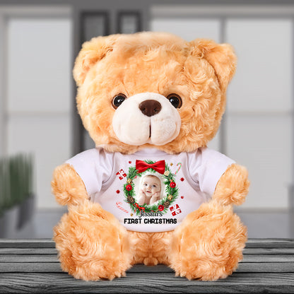 First Christmas - Personalized Bear Plush - Custom Name and Photo Teddy Bear