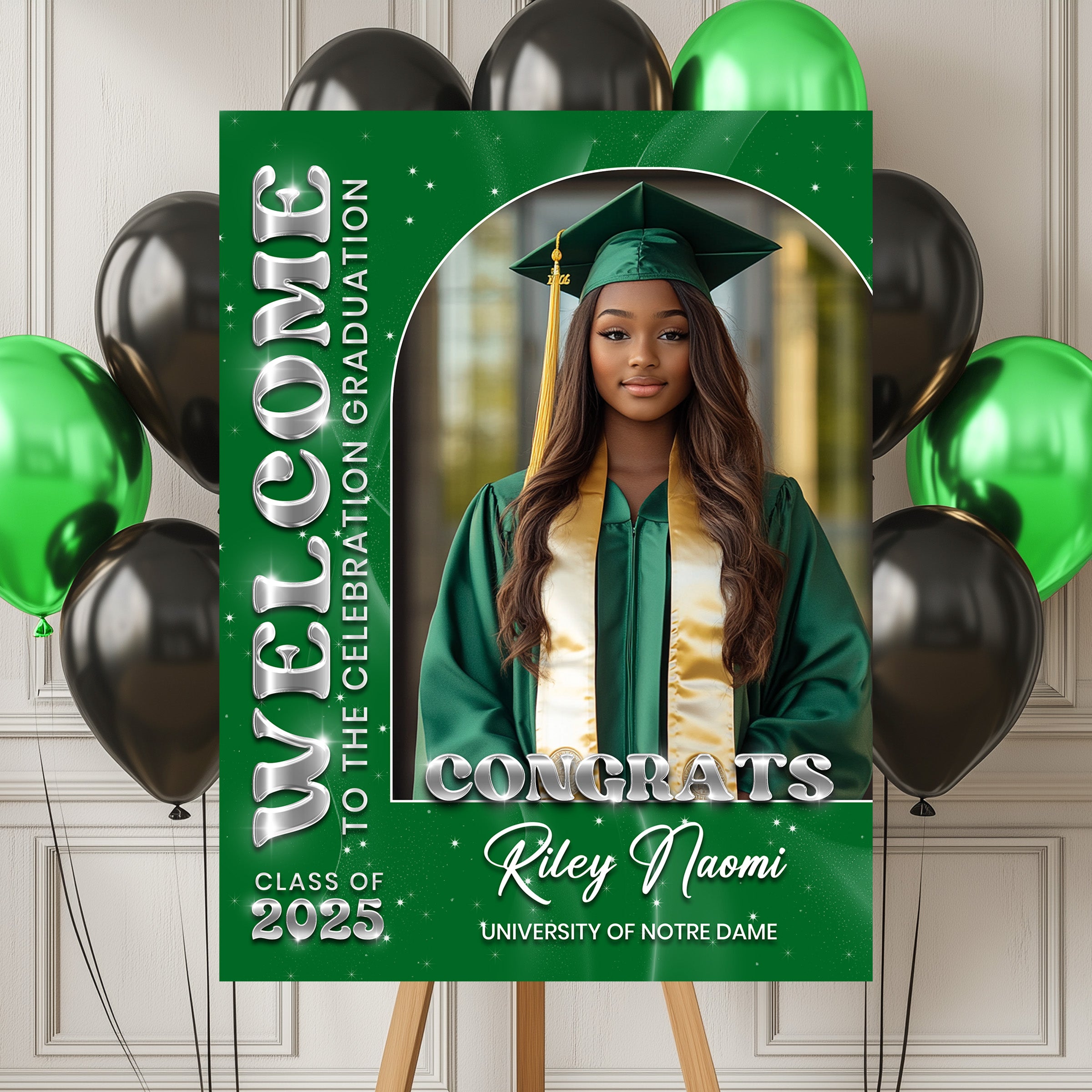 Welcome Graduation Party Sign - Custom Name, School Name & Photo Law Sign - Class of 2025