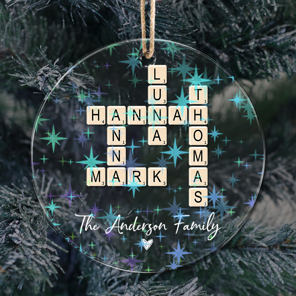 Crossword Family Christmas Ornament - Custom Shape Hologram Ornament