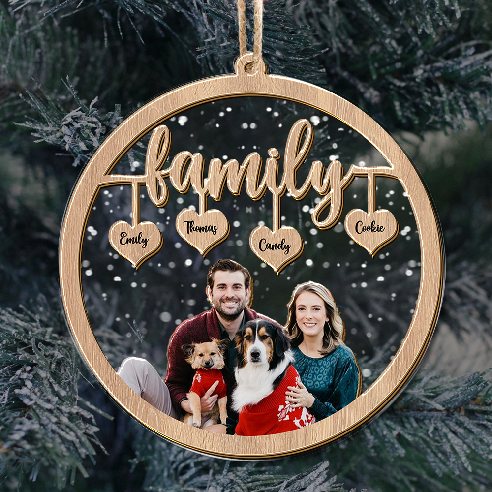 Personalized Family Name and Photo Ornament - Custom Shape Hologram Ornament
