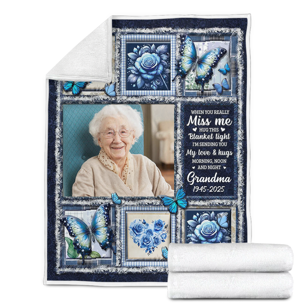 Custom Name and Photo Memorial Blanket - Christmas Gift - Personalized Custom Blanket