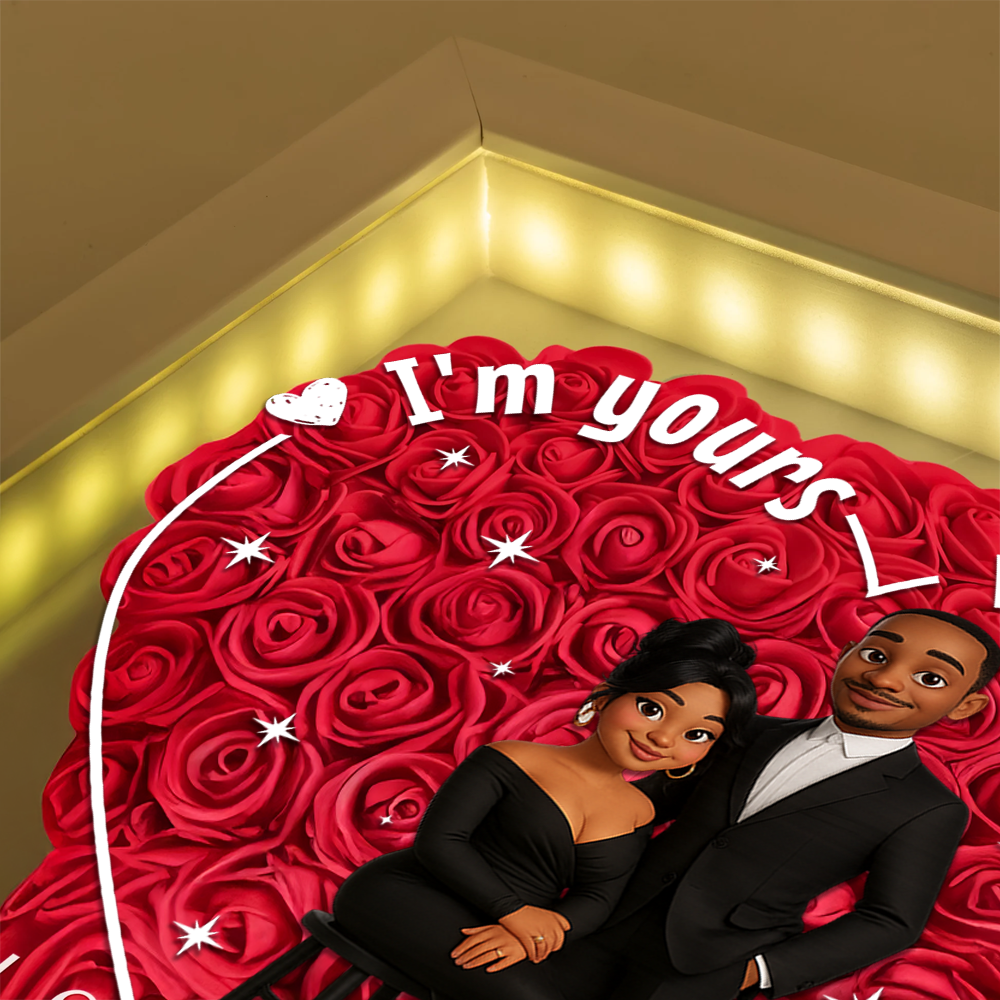 I'nm Yours No Refund LED Flowers Box - Personalized Flower Shadow Box