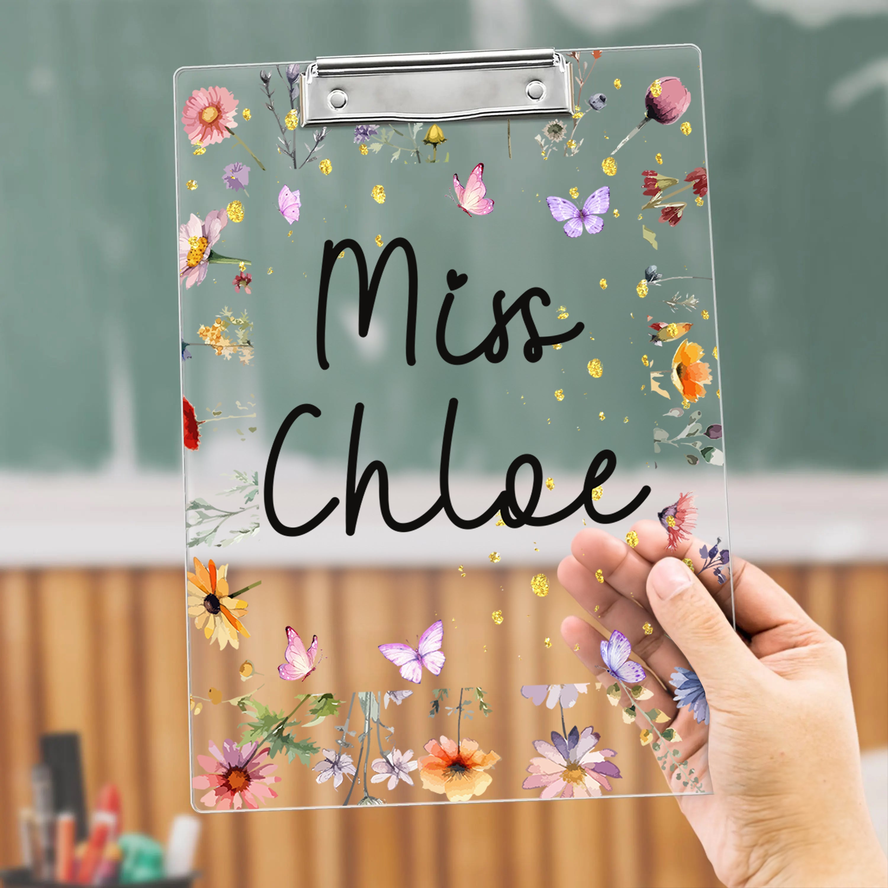 Floral Acrylic Clipboard for Teachers - Custom Teacher Gift