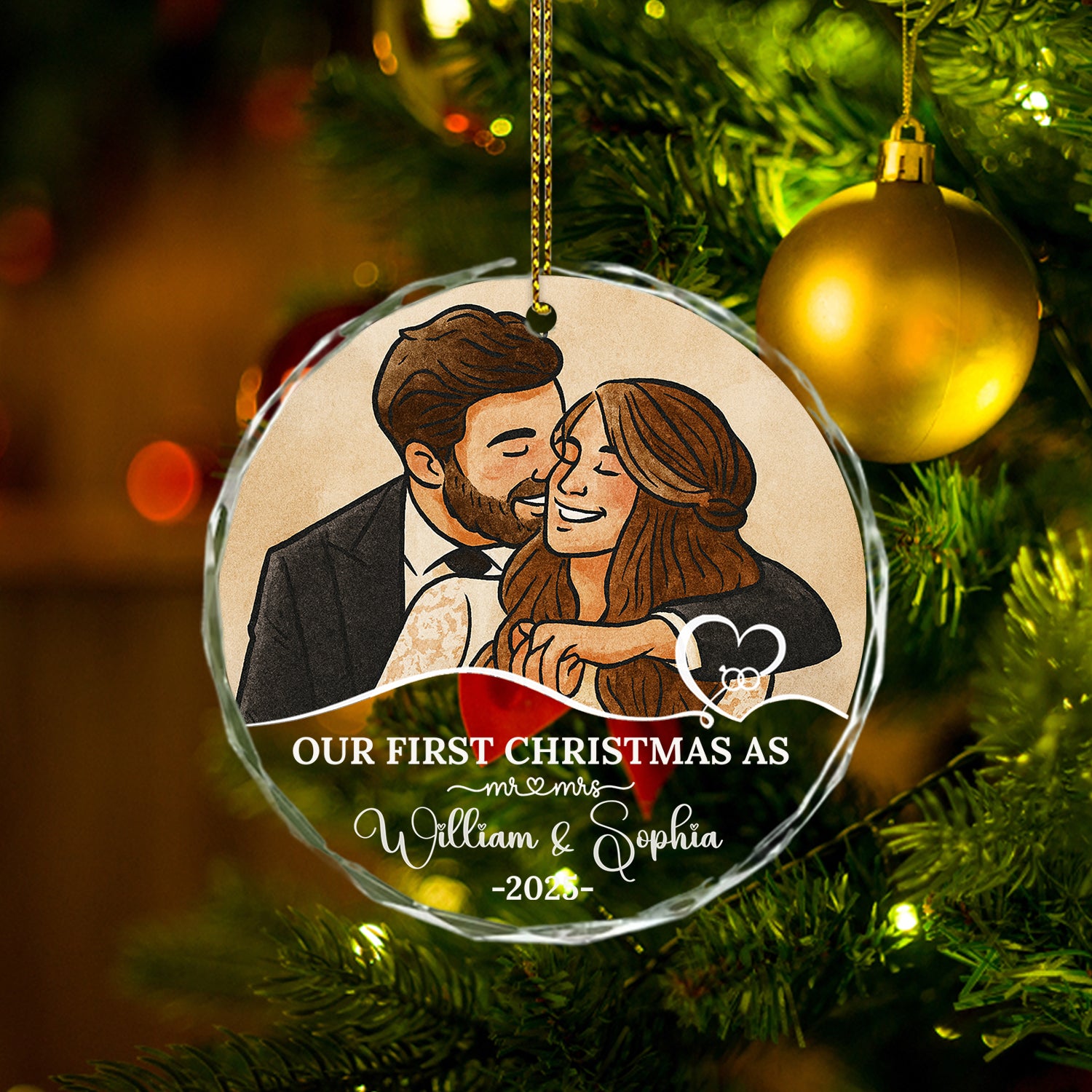 Our First Christmas - Custom Photo - Personalized Glass Ornament - Christmas Decor