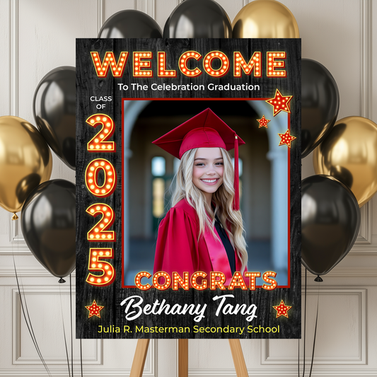 Custom Class Of 2025 - Graduation Party Welcome Sign - Custom Photo Grad Party Sign - Personalized Graduation Sign For Party