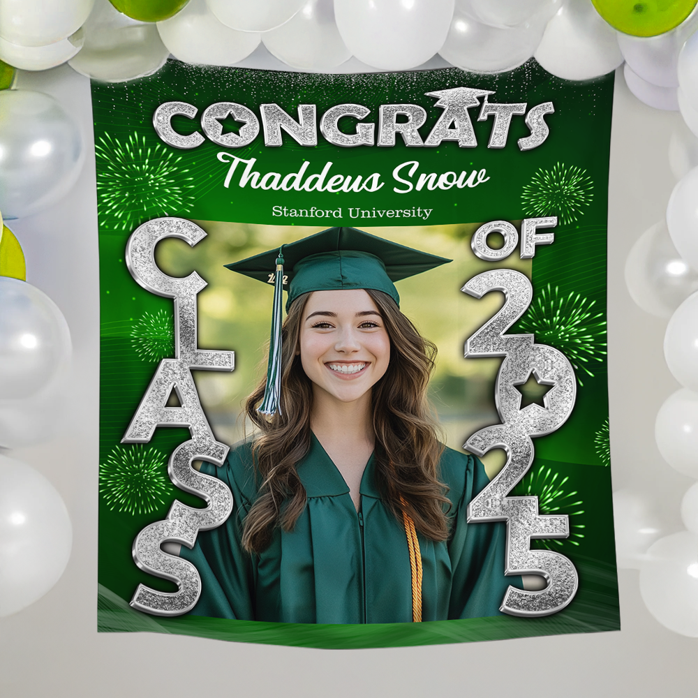 Congrats Class Of 2025 Graduation Backdrop, Personalized Congrats Graduation Backdrop