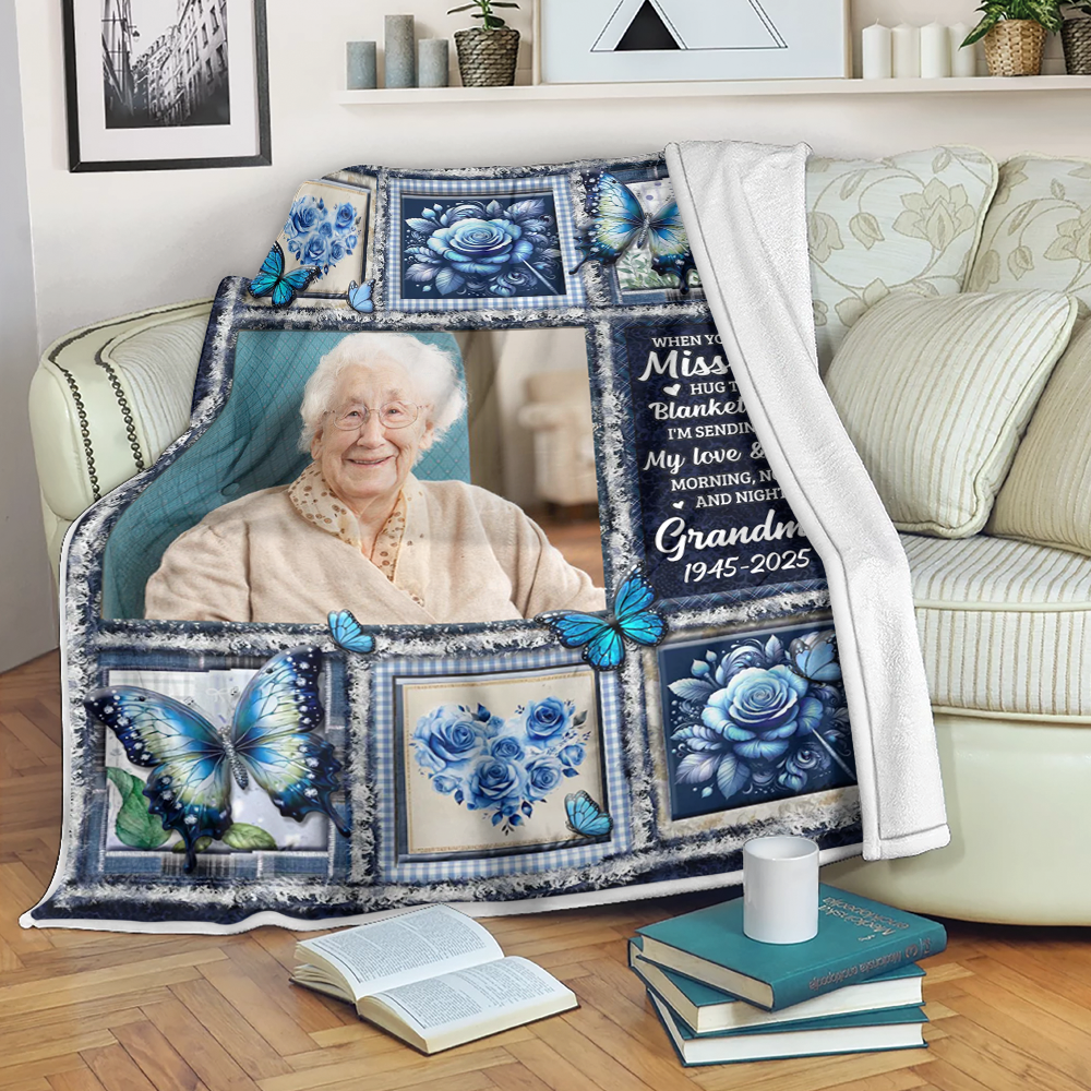 Custom Name and Photo Memorial Blanket - Christmas Gift - Personalized Custom Blanket