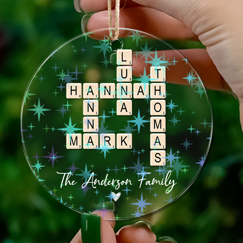 Crossword Family Christmas Ornament - Custom Shape Hologram Ornament