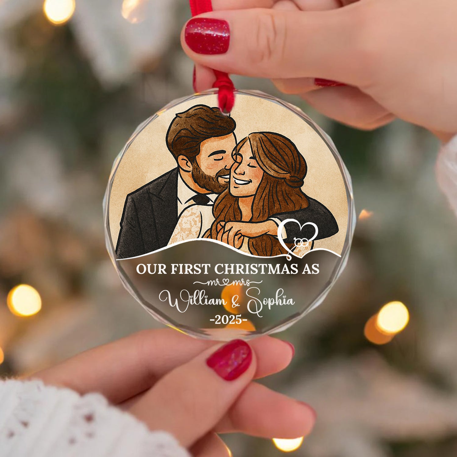 Our First Christmas - Custom Photo - Personalized Glass Ornament - Christmas Decor