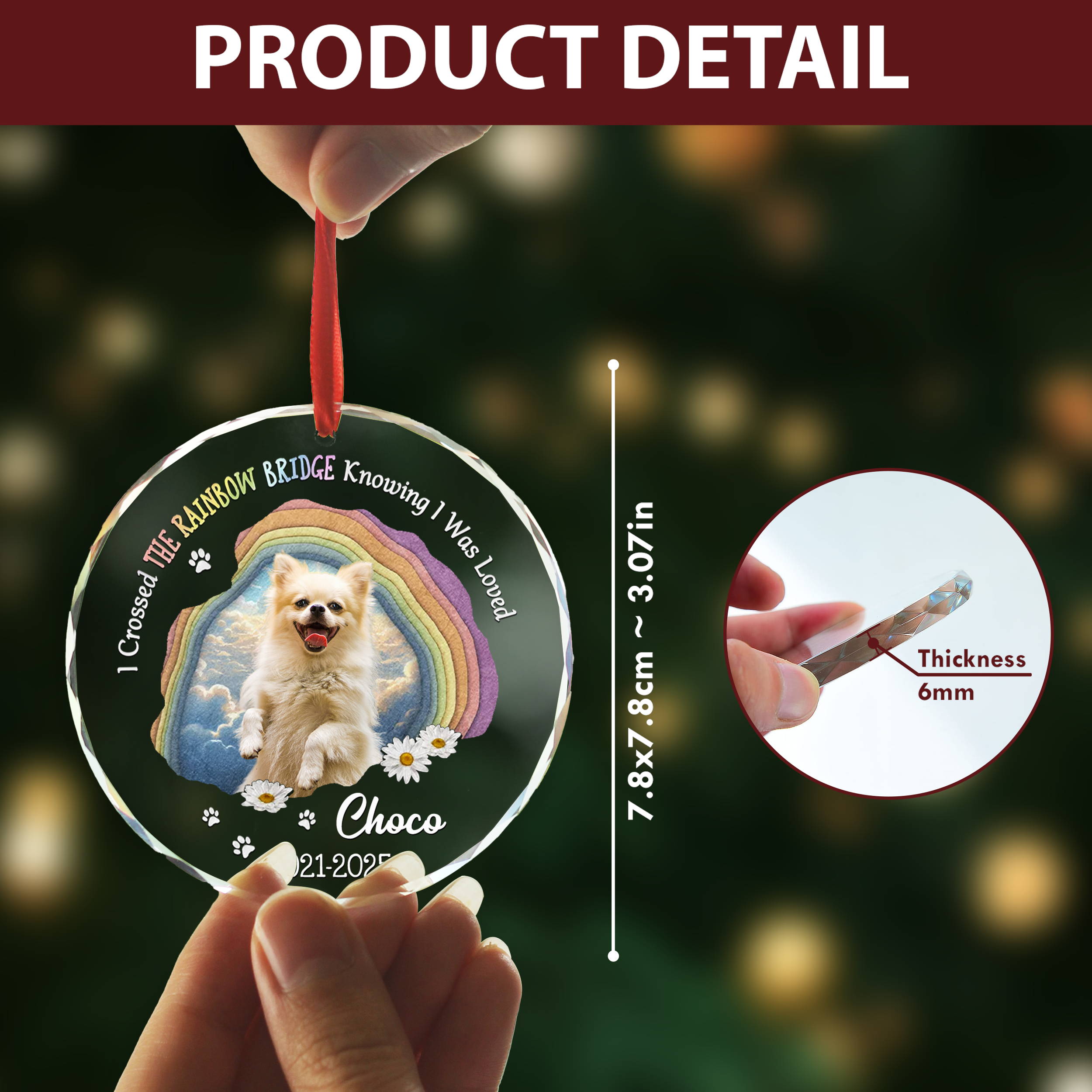 The Rainbow Bridge - Personalized Custom Glass Ornament