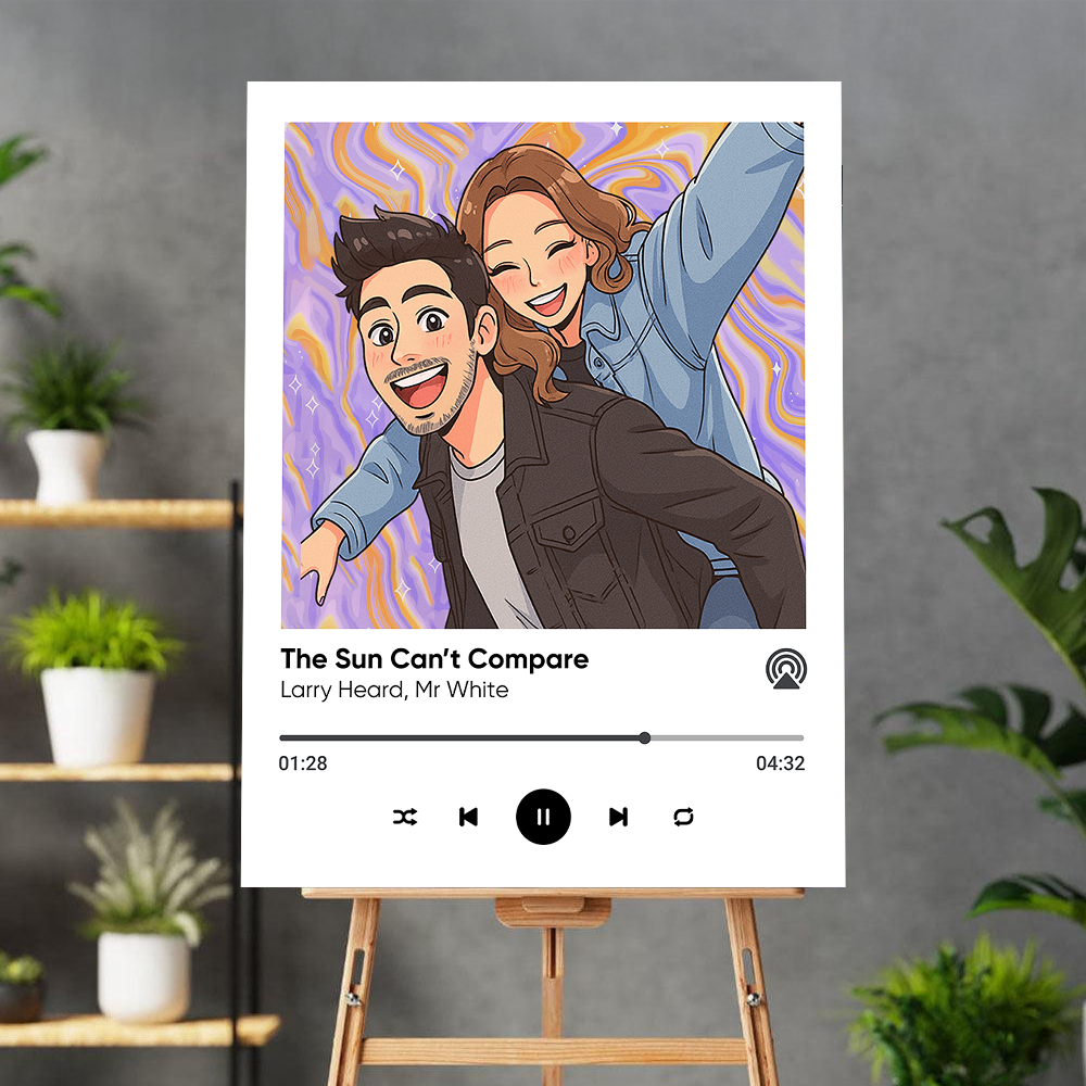 Custom Photo and Favorite Song - Canvas Sign - Couple Gift - Home Decor