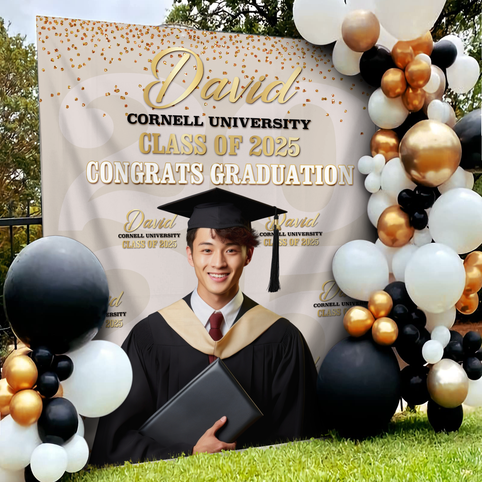 Congrats Class Of 2025 Graduation Backdrop, Graduation Party Decorations