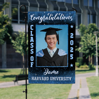 Custom Photo Flag Congrats Senior 2025 Graduation Garden Flag, Graduation Decorations