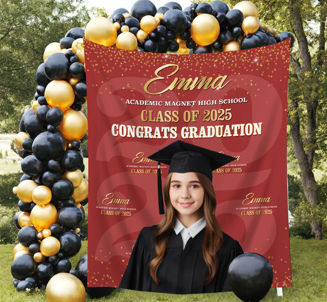 Congrats Class Of 2025 Graduation Backdrop, Graduation Party Decorations