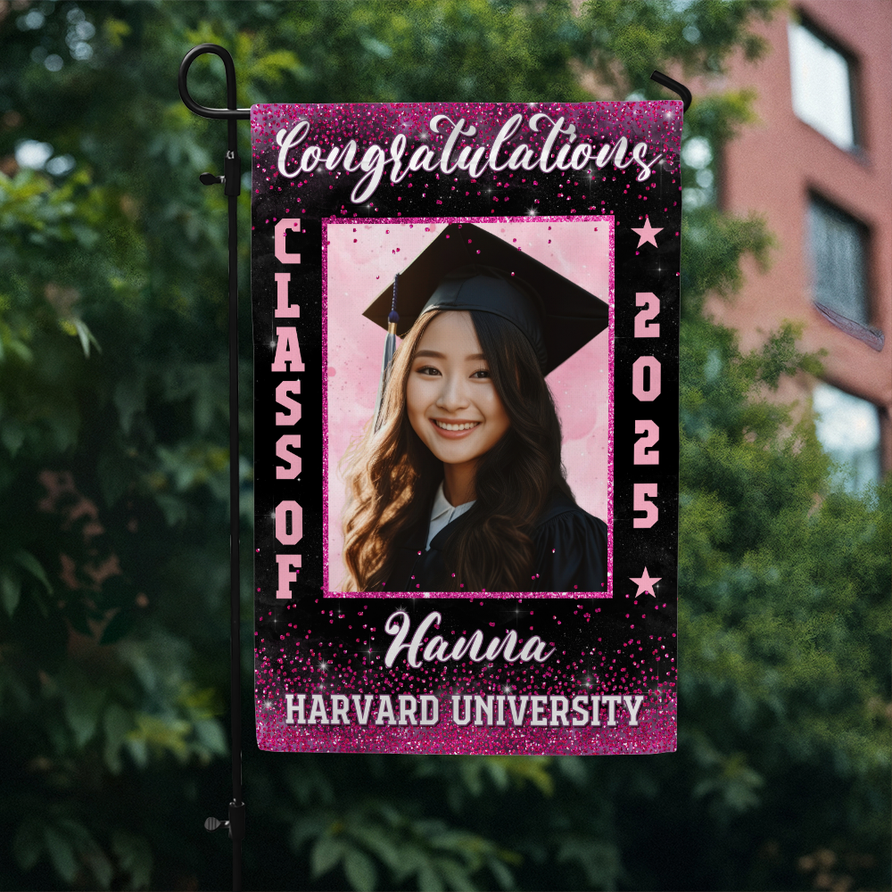 Custom Photo Flag Congrats Senior 2025 Graduation Garden Flag, Graduation Decorations