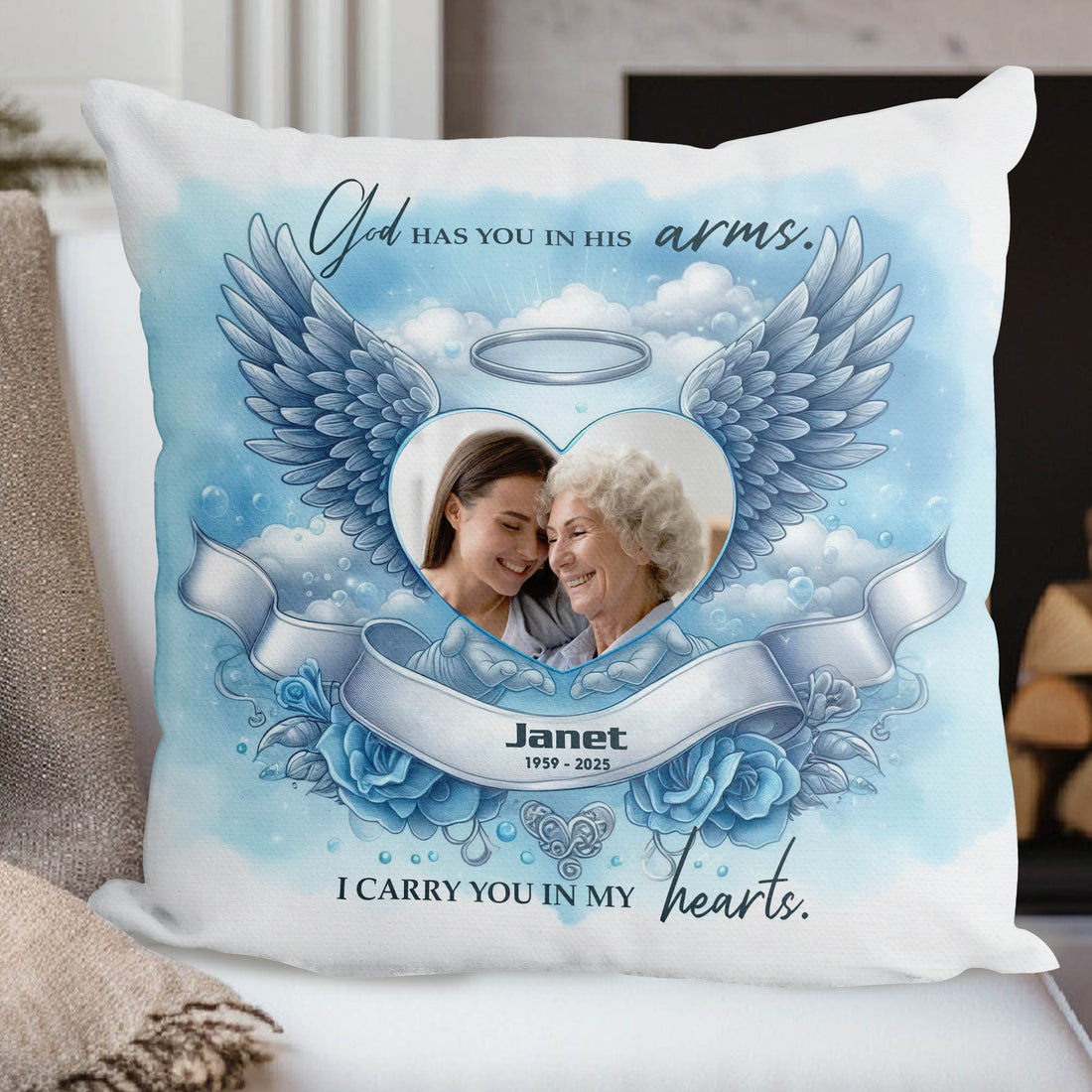 Custom Name and Photo - In Loving Memory - Personalized Pillow - Memorial Gift