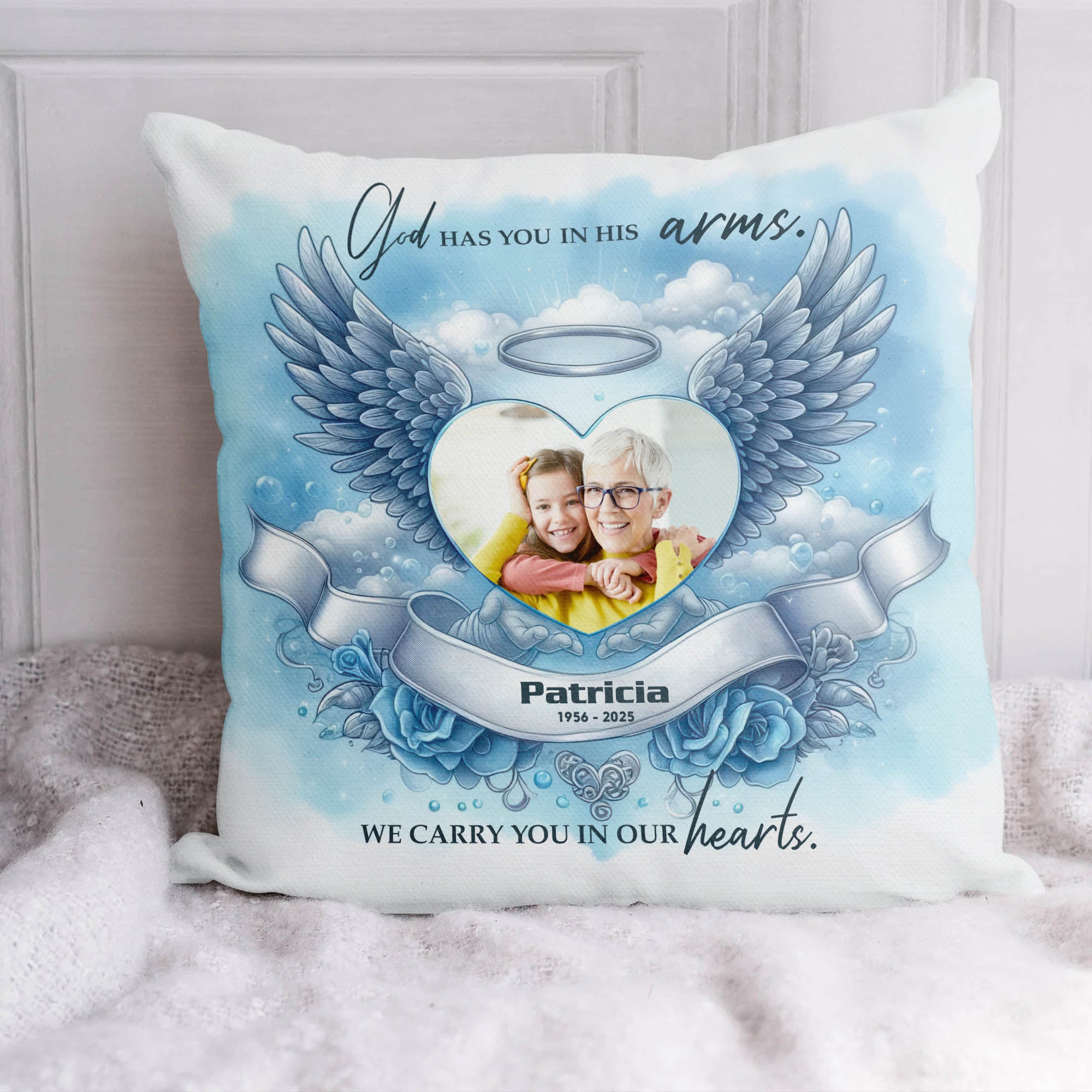 Custom Name and Photo - In Loving Memory - Personalized Pillow - Memorial Gift