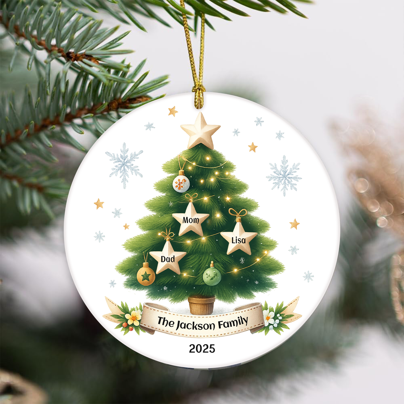 Family Tree Name - Custom Name Ceramic Ornament - Home Decor