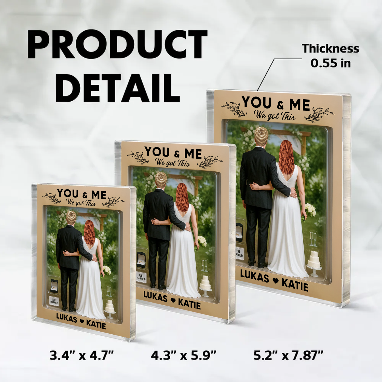 Wedding Couple - Custom Figure Personalized Acrylic Block Plaque