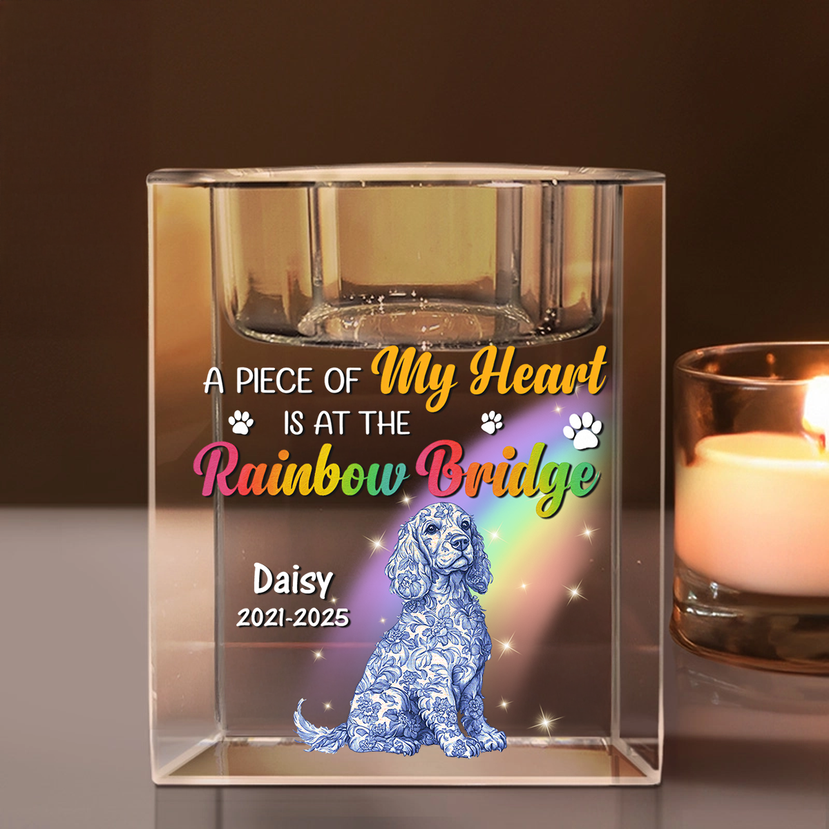 A Piece Of My Heart - Personalized Crystal Candle Holder