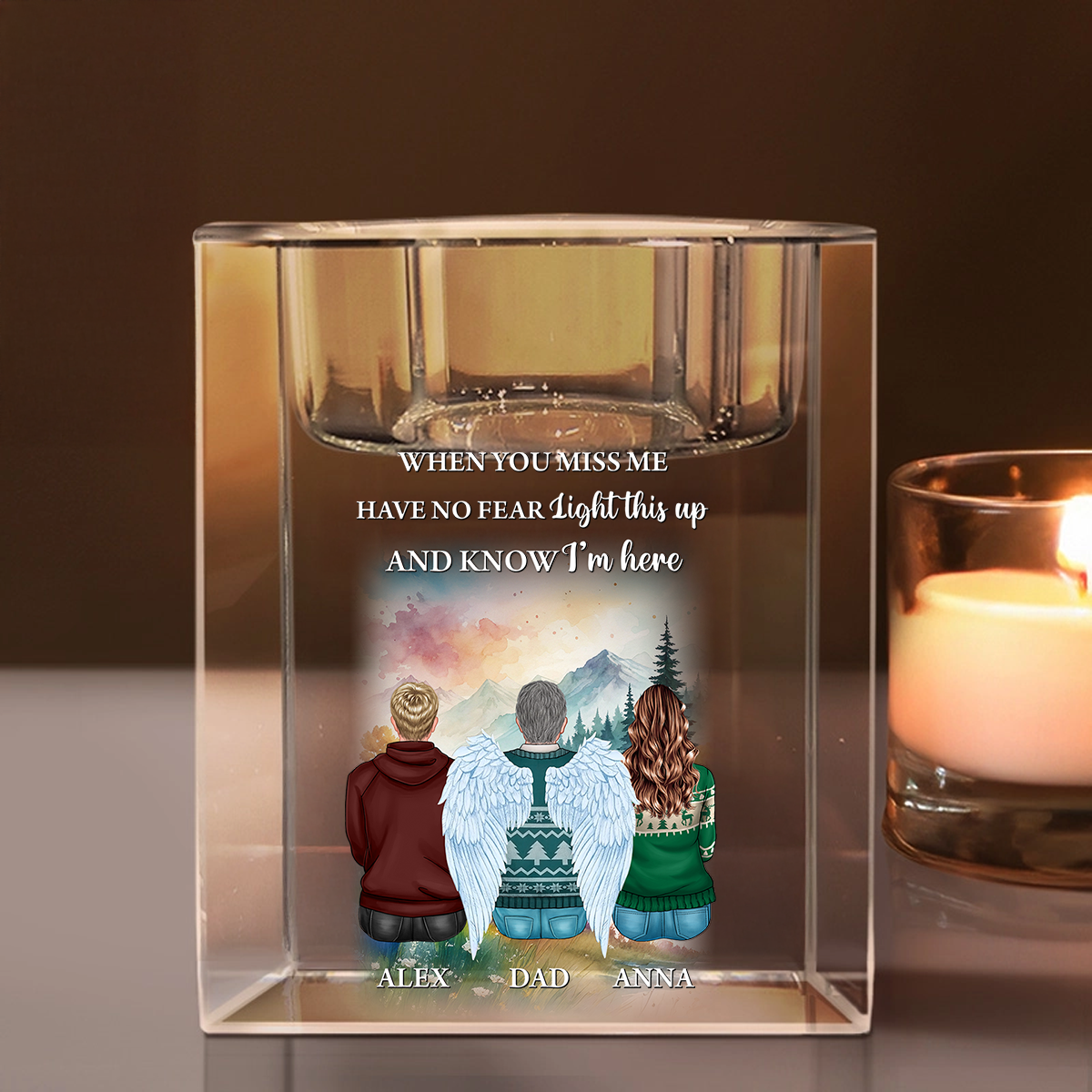 Custom Name and Appearance - Personalized Crystal Candle Holder - Memorial Gift